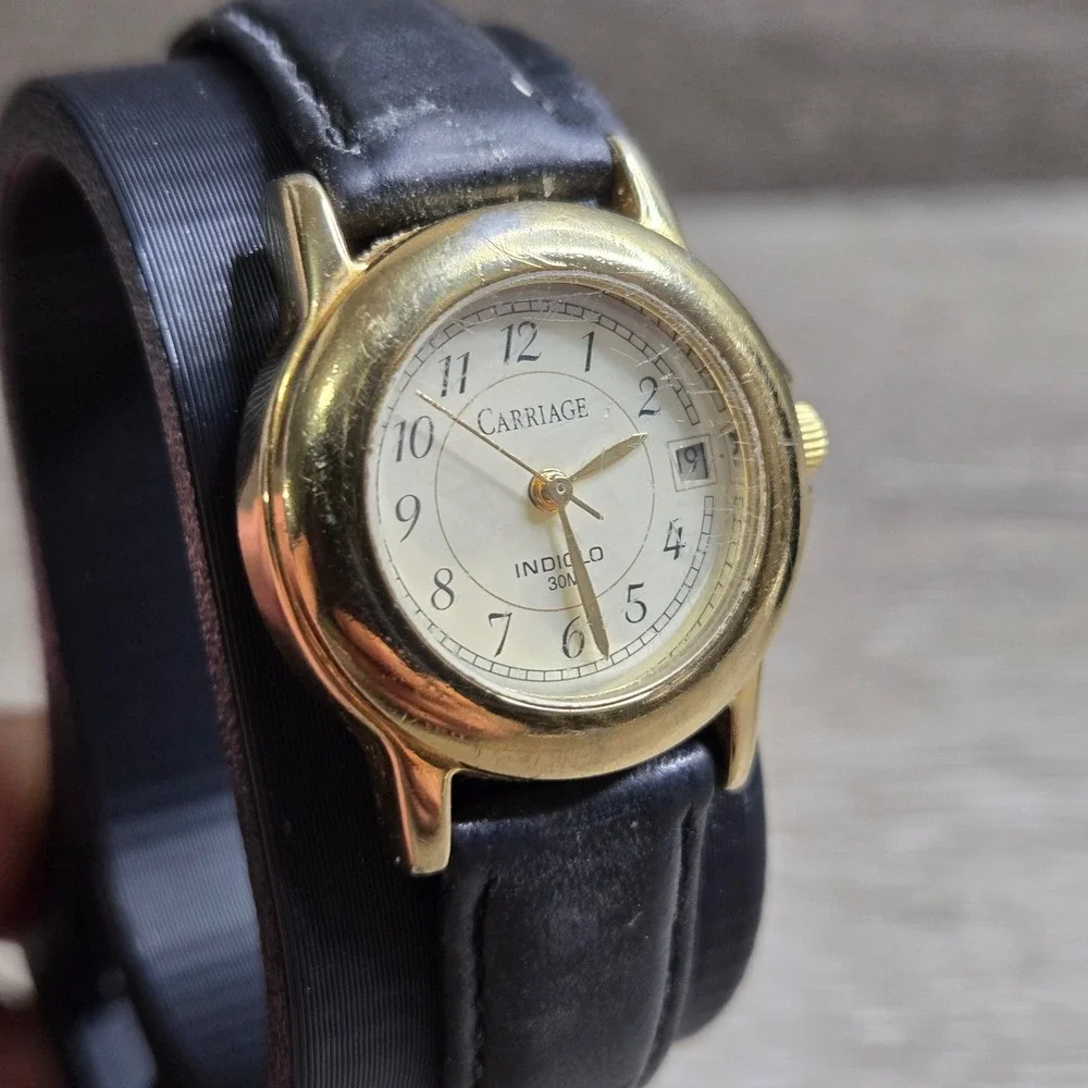 Carriage by Timex Indiglo Gold Tone Date Dial Women's Quartz Watch Tested